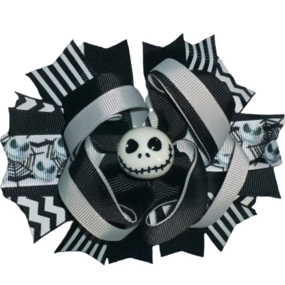 Halloween Nightmare Before Christmas Jack Skellington Girls 5-Inch Hair Bow Clip